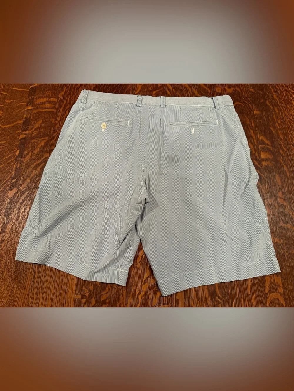 Banana Republic Light Blue Seersucker Flat Front Men's Shorts Vintage